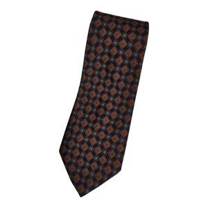 BATTISTONI Men's 100% Silk Necktie LUXURY Tie Gray Blue Geometric W:3.7" EUC